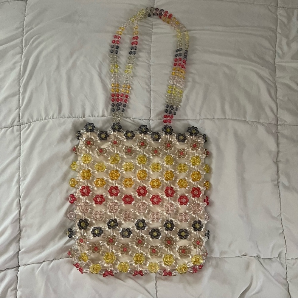 Cynthia Rowley Rainbow Beaded Floral Tote Bag